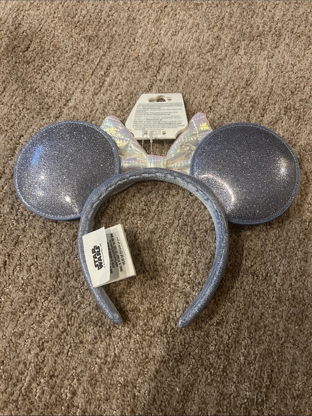 Disney Star Wars Silver and Purple Glitter Ear Headband with Iridescent Bow - Picture 2 of 2